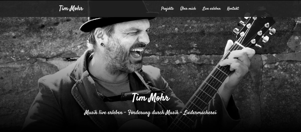 Startseite der Website von Musiker Tim Mohr